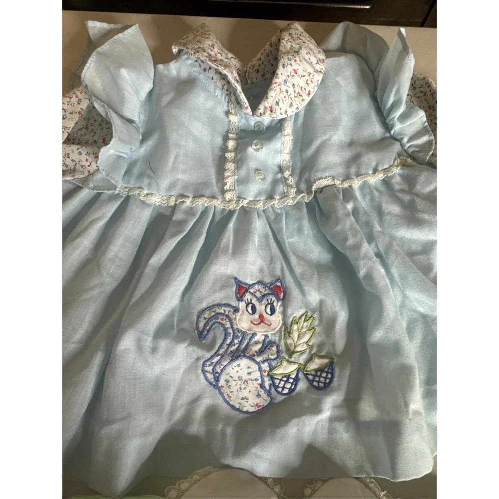 Vintage Doll Dresses embroidered Cat Girl